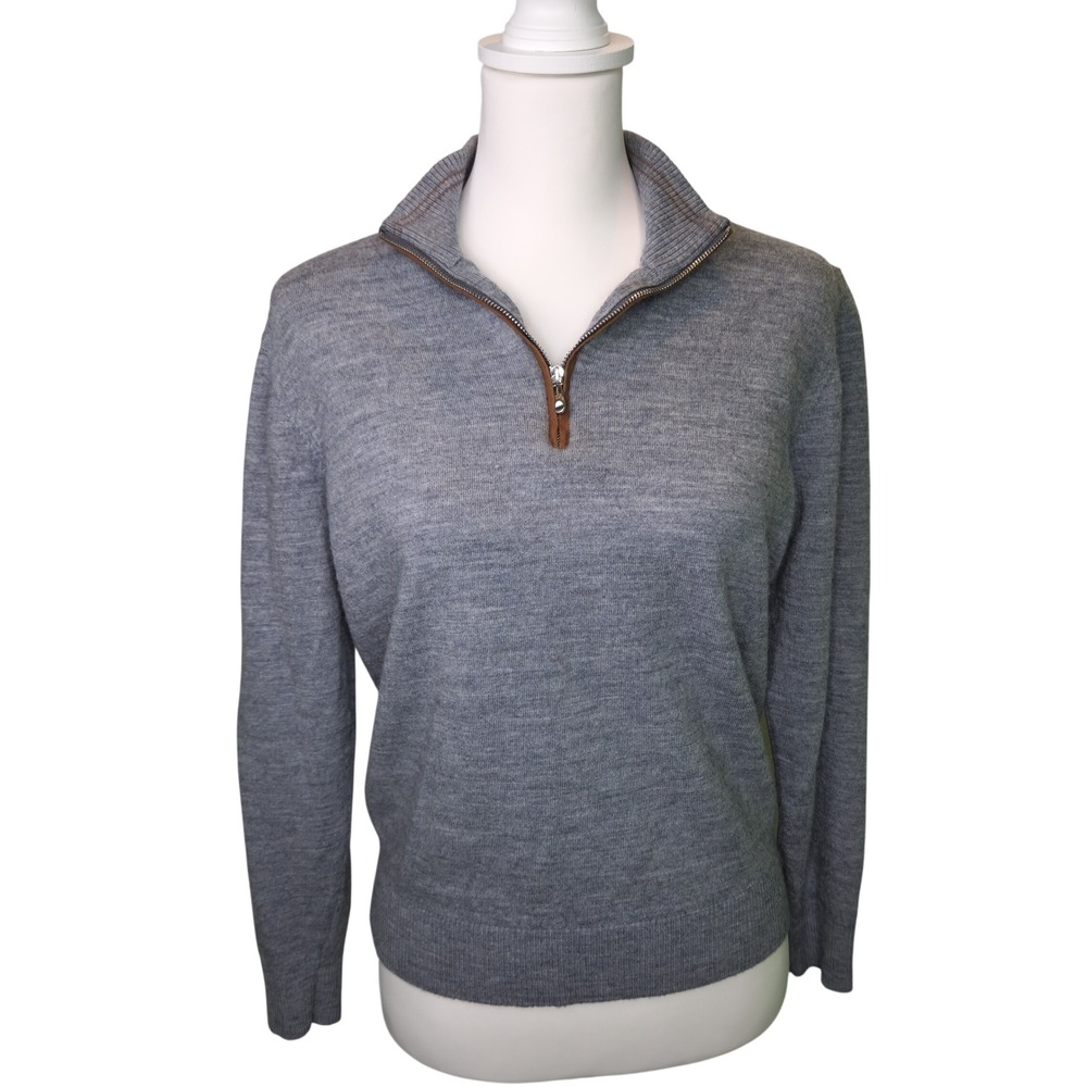 Johnnie-O Eclectic Grandpa Y2k Quarter Zip Pullover Sweater‎ Grey Womens Medium